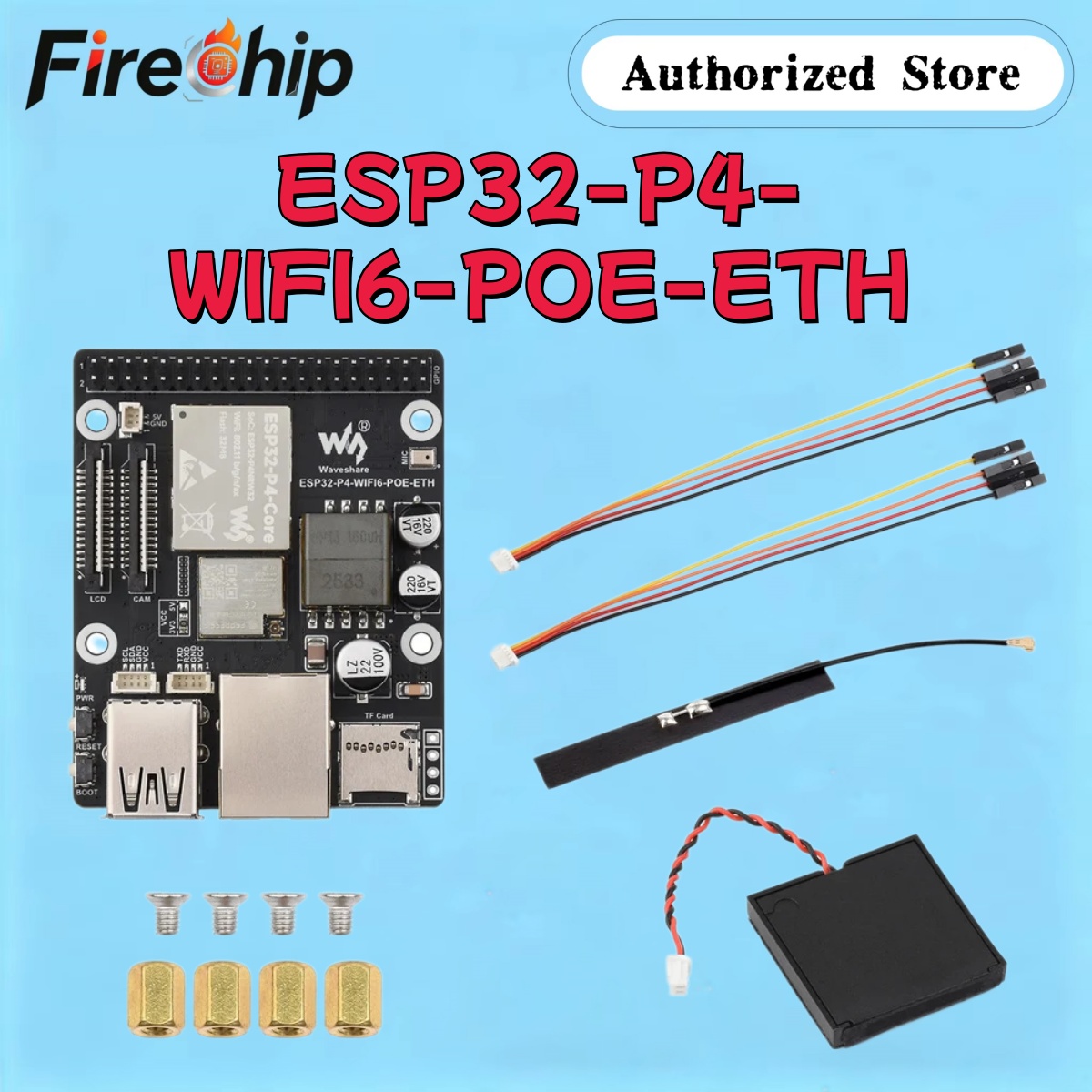 Esp32 Wifi Bluetooth - FireChip Waveshare ESP32-P4-WIFI6-POE-ETH, scheda di sviluppo
