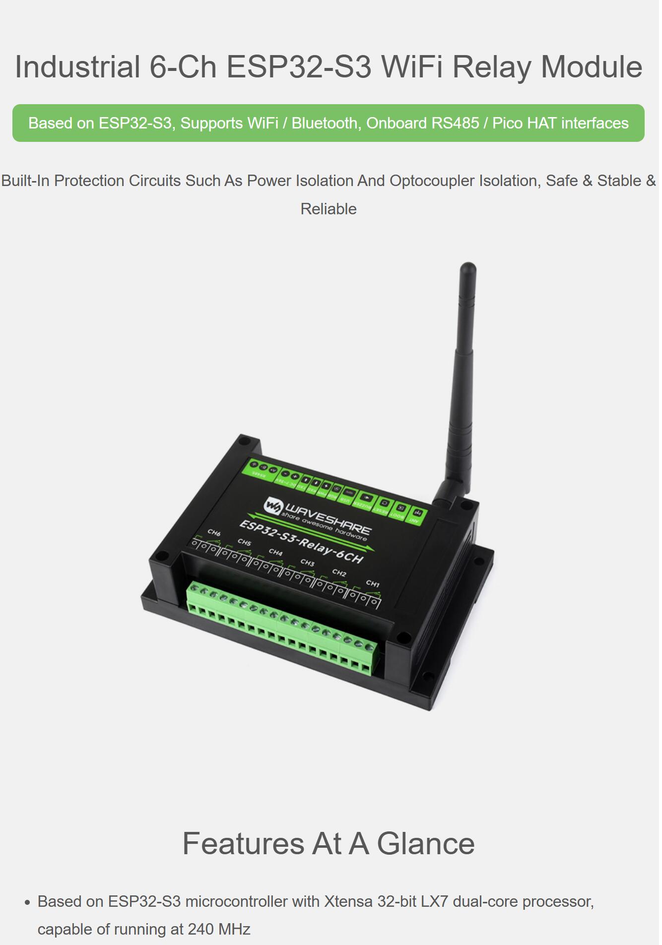 Esp32 Wifi Bluetooth - Modulo relè WiFi industriale a 6