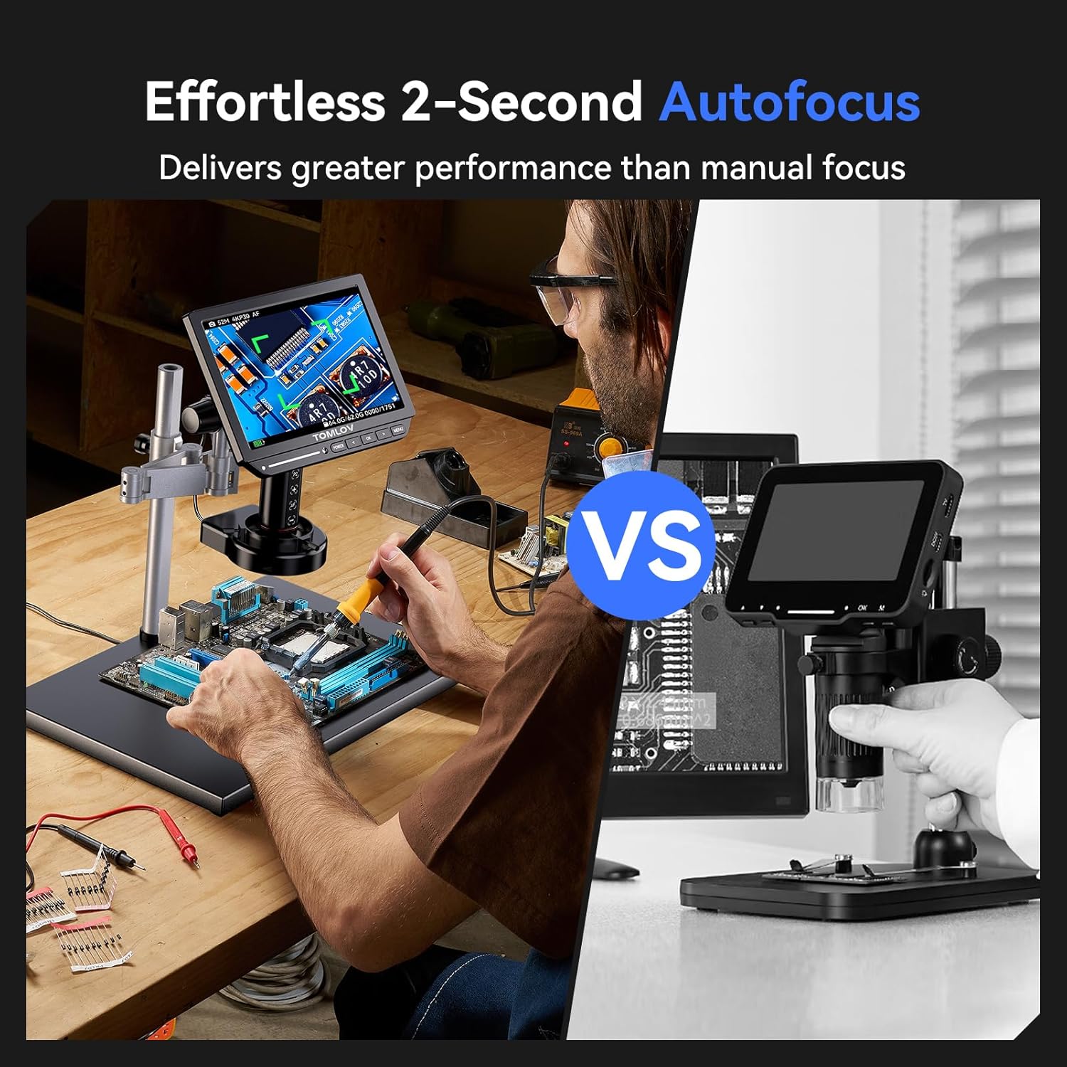 Microscopio Autofocus TOMLOV 4 - Diy Electronics Microscope recensione e prezzo